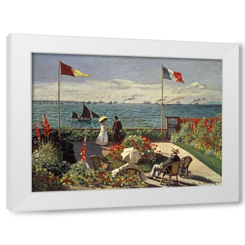The Terrace at Sainte-Adresse White Modern Wood Framed Art Print by Monet, Claude