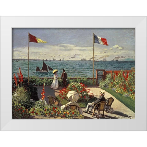 The Terrace at Sainte-Adresse White Modern Wood Framed Art Print by Monet, Claude