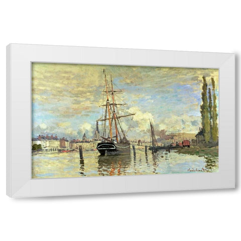 The Seine at Rouen White Modern Wood Framed Art Print by Monet, Claude