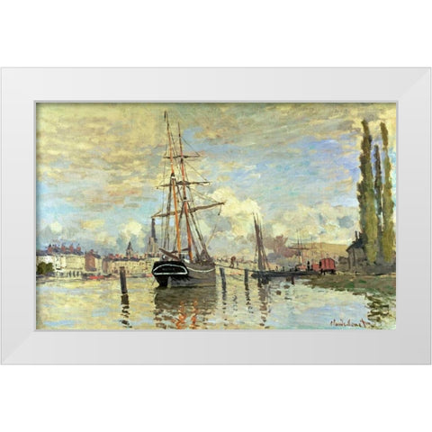 The Seine at Rouen White Modern Wood Framed Art Print by Monet, Claude