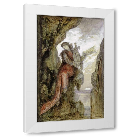 Sappho On The Cliff White Modern Wood Framed Art Print by Moreau, Gustave