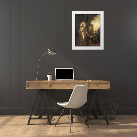 Museumist and Mary Magdalene White Modern Wood Framed Art Print by Moreau, Gustave