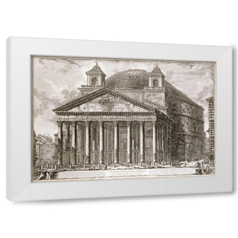 A View of The Pantheon, Rome White Modern Wood Framed Art Print by Piranesi, Giovanni Battista