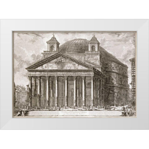 A View of The Pantheon, Rome White Modern Wood Framed Art Print by Piranesi, Giovanni Battista