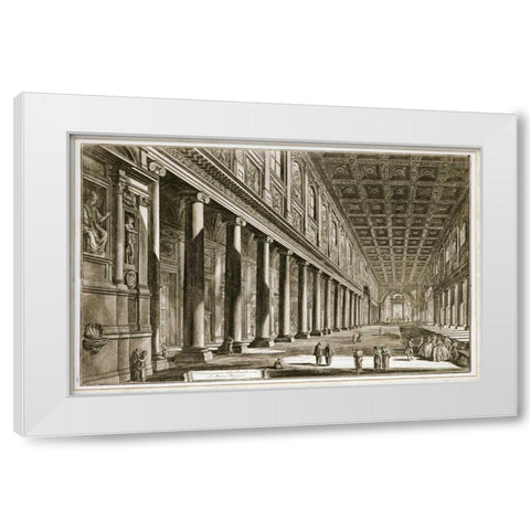 Interior of The Basilica of S. Maria Maggiore, Rome White Modern Wood Framed Art Print by Piranesi, Giovanni Battista
