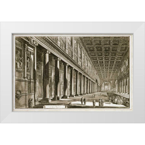Interior of The Basilica of S. Maria Maggiore, Rome White Modern Wood Framed Art Print by Piranesi, Giovanni Battista