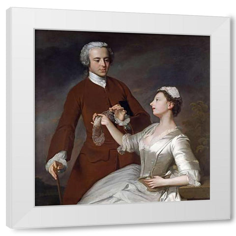 Portrait of Sir Edward and Lady Turner White Modern Wood Framed Art Print by Ramsay, Allan