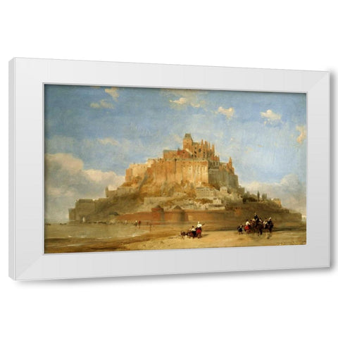 Mont St Michel From The Sands White Modern Wood Framed Art Print by Roberts, David