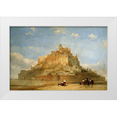 Mont St Michel From The Sands White Modern Wood Framed Art Print by Roberts, David
