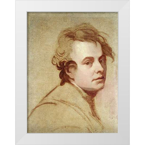 Portrait of The Artist White Modern Wood Framed Art Print by Romney, George