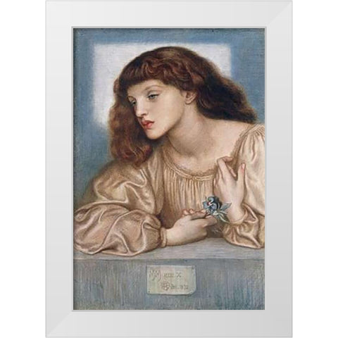 May Morris White Modern Wood Framed Art Print by Rossetti, Dante Gabriel