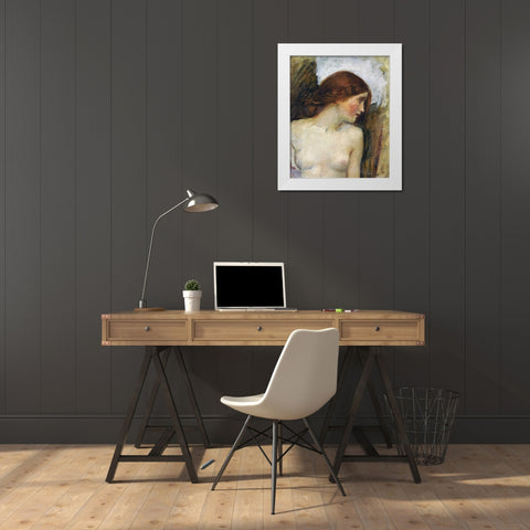 Study For The Head of Echo White Modern Wood Framed Art Print by Waterhouse, John William