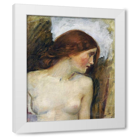 Study For The Head of Echo White Modern Wood Framed Art Print by Waterhouse, John William