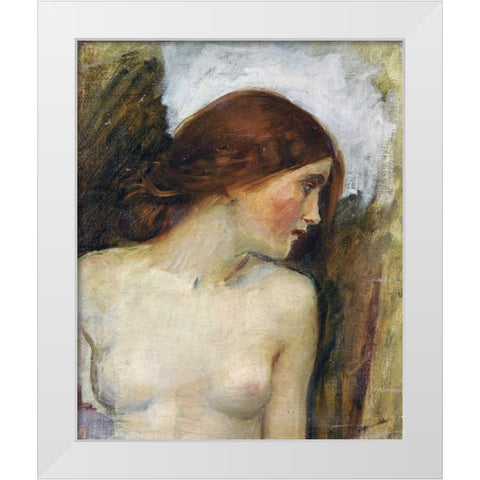 Study For The Head of Echo White Modern Wood Framed Art Print by Waterhouse, John William
