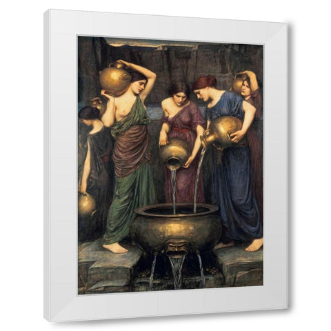 Danaides White Modern Wood Framed Art Print by Waterhouse, John William