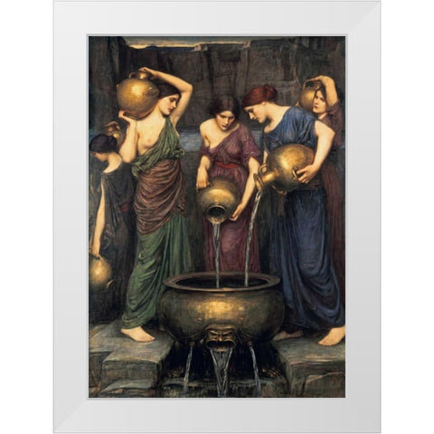 Danaides White Modern Wood Framed Art Print by Waterhouse, John William