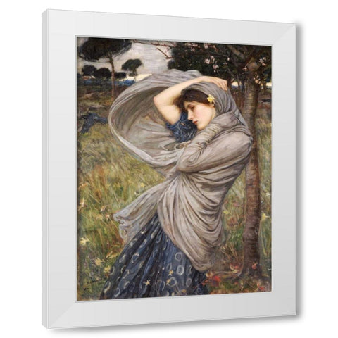Boreas White Modern Wood Framed Art Print by Waterhouse, John William