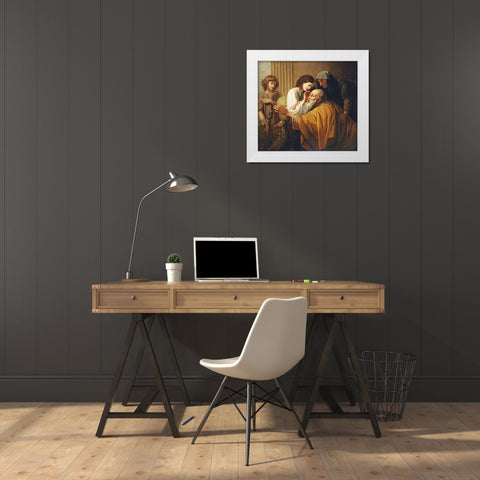 Tobias Curing His Fathers Blindness White Modern Wood Framed Art Print by West, Benjamin