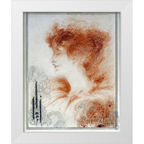 Rejane White Modern Wood Framed Art Print by Beardsley, Aubrey