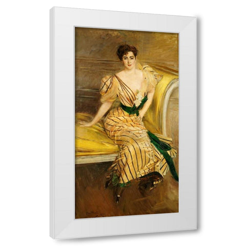 Portrait of Madame Josephina Alvear De Errazuriz White Modern Wood Framed Art Print by Boldini, Giovanni
