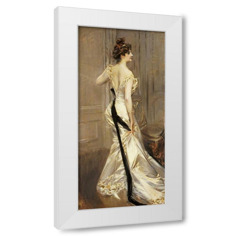 The Black Sash White Modern Wood Framed Art Print by Boldini, Giovanni