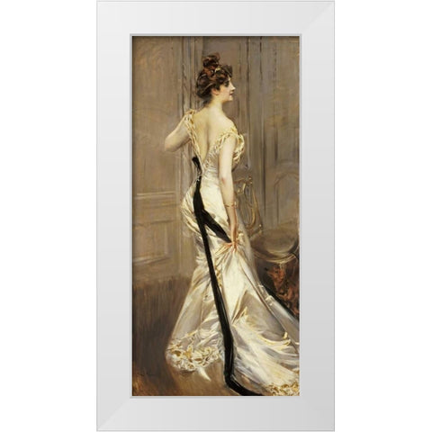 The Black Sash White Modern Wood Framed Art Print by Boldini, Giovanni