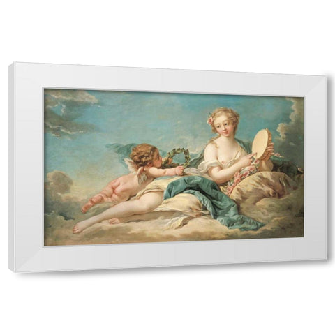 Clio, The Muse of History and Song White Modern Wood Framed Art Print by Boucher, Francois