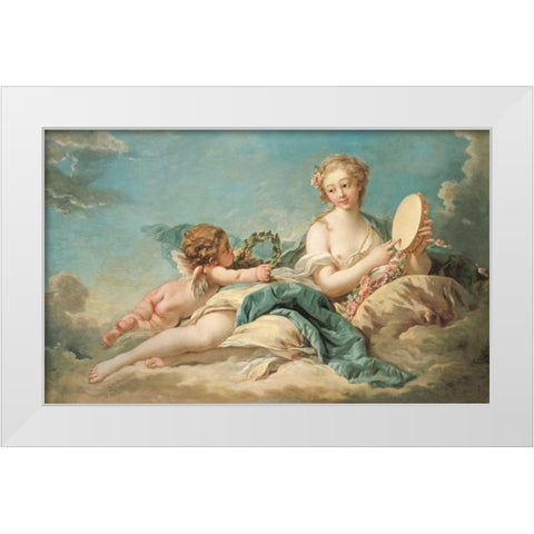 Clio, The Muse of History and Song White Modern Wood Framed Art Print by Boucher, Francois