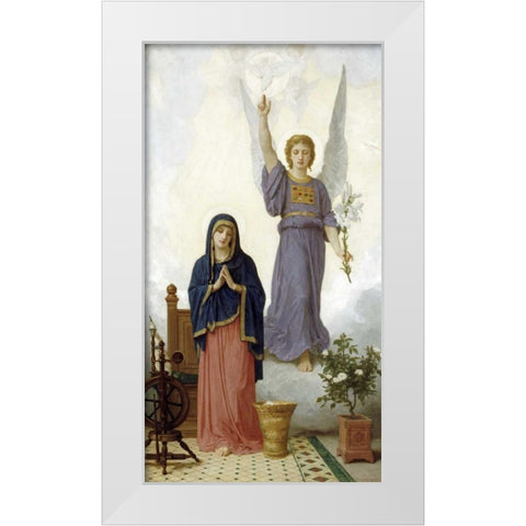 The Annunciation White Modern Wood Framed Art Print by Bouguereau, William-Adolphe