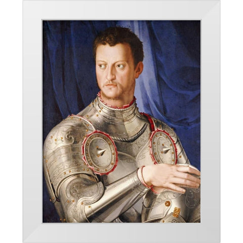 Portrait of Duke Cosimo I De Medici White Modern Wood Framed Art Print by Bronzino, Agnolo