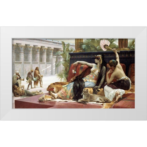 Cleopatra Testing Poison On Condemned Slaves White Modern Wood Framed Art Print by Cabanel, Alexandre