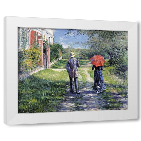 The Path Uphill White Modern Wood Framed Art Print by Caillebotte, Gustave