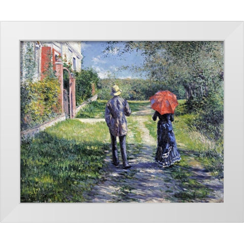 The Path Uphill White Modern Wood Framed Art Print by Caillebotte, Gustave
