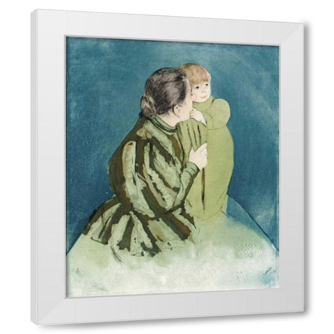 Peasant Mother and Child White Modern Wood Framed Art Print by Cassatt, Mary