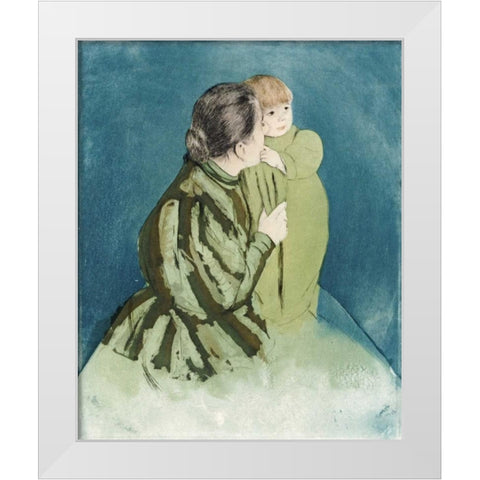 Peasant Mother and Child White Modern Wood Framed Art Print by Cassatt, Mary