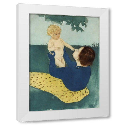 Under The Horse Chestnut Tree White Modern Wood Framed Art Print by Cassatt, Mary