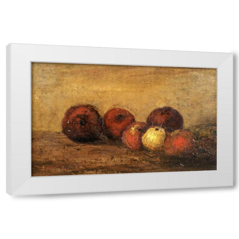 Apples White Modern Wood Framed Art Print by Courbet, Gustave