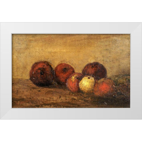 Apples White Modern Wood Framed Art Print by Courbet, Gustave