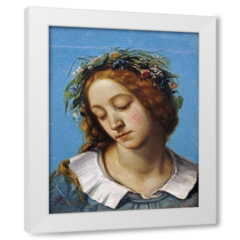 Ophelia (La Fiancee de La Mort) White Modern Wood Framed Art Print by Courbet, Gustave