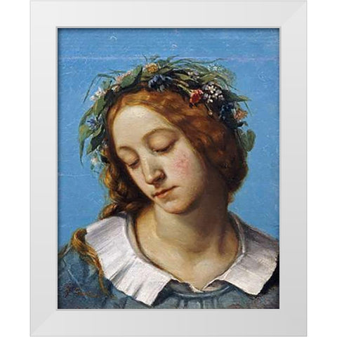 Ophelia (La Fiancee de La Mort) White Modern Wood Framed Art Print by Courbet, Gustave