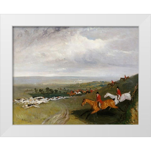 Full Cry White Modern Wood Framed Art Print by Davis, Robert Barrett