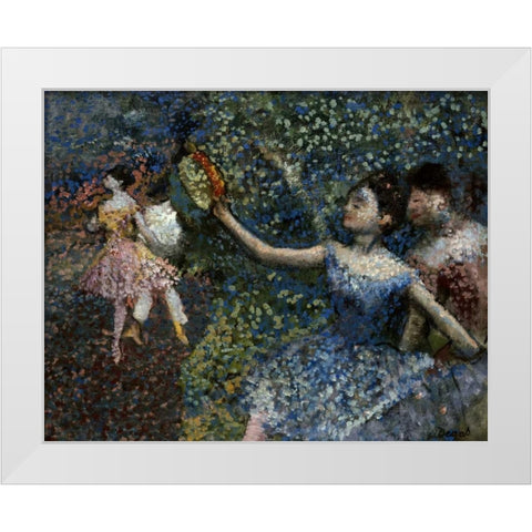Dancer With a Tambourine White Modern Wood Framed Art Print by Degas, Edgar