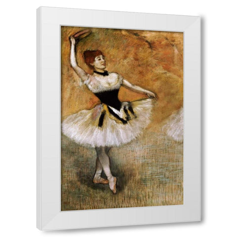 Dancer With a Tambourine White Modern Wood Framed Art Print by Degas, Edgar