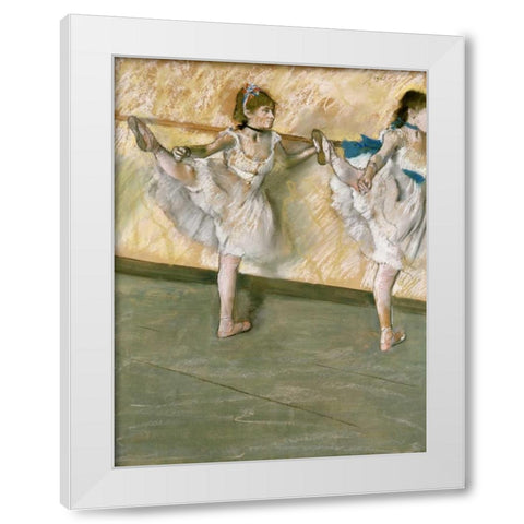 Dancers at The Bar White Modern Wood Framed Art Print by Degas, Edgar