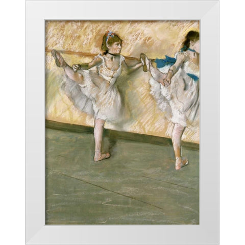 Dancers at The Bar White Modern Wood Framed Art Print by Degas, Edgar