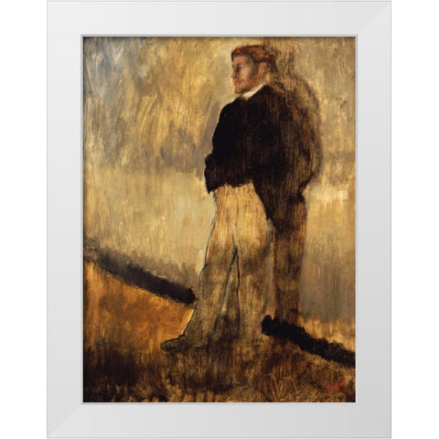 Portrait of a Man White Modern Wood Framed Art Print by Degas, Edgar