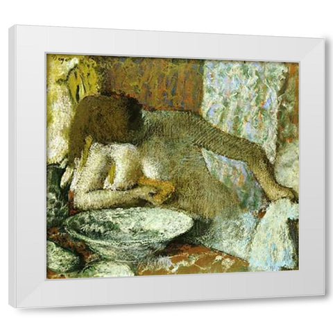Woman at Her Toilet White Modern Wood Framed Art Print by Degas, Edgar