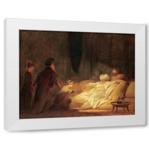 Le Pacha White Modern Wood Framed Art Print by Fragonard, Jean Honore