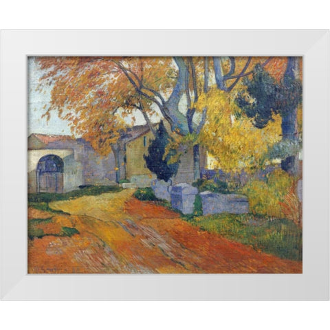 LAllee Des Alyscamps White Modern Wood Framed Art Print by Gauguin, Paul