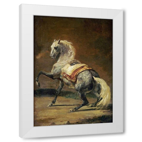 Dappled Grey Horse White Modern Wood Framed Art Print by Gericault, Theodore